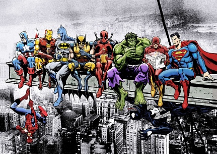 Плакат супергероев DC и Marvel