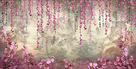 Висячие цветы сакуры