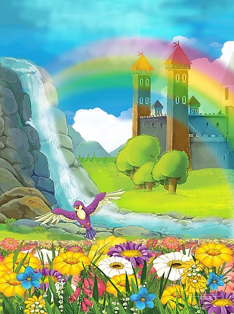 Рисунок сказочный пейзаж и замок
