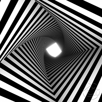 3D абстракция Свет в конце чёрно-белого тоннеля
