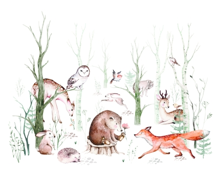 Акварель рисунок лесных животных -5