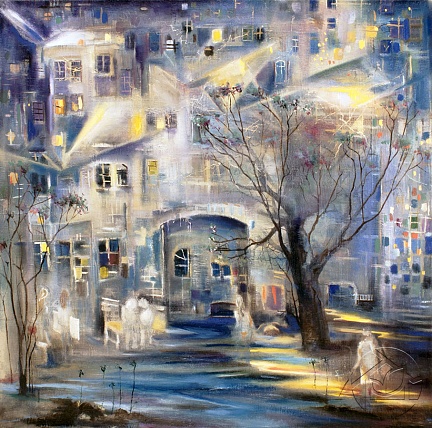 ночной город абстракция картина