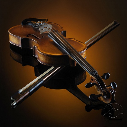 скрипка на коричневом фоне