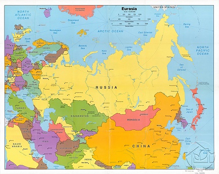 Английская карта Евразии