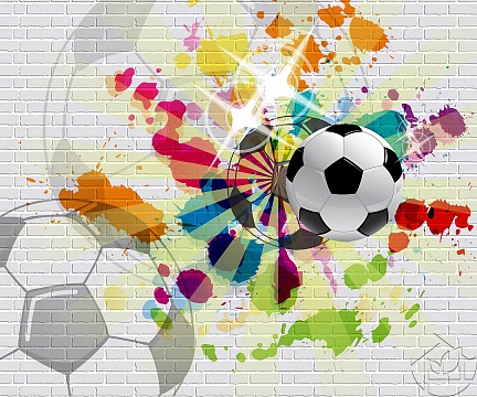 Футбольный мяч и цветная стена