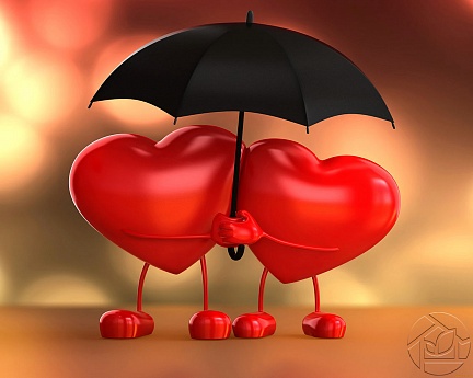Сердечки под зонтом