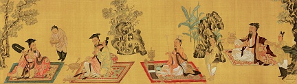 Китайская живопись на желтом фоне