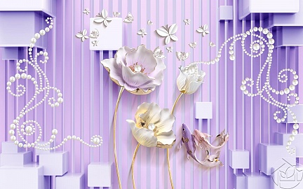 Фиолетовый фон и золотистые цветы