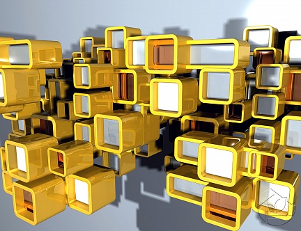 3D абстракция жёлтых квадратов