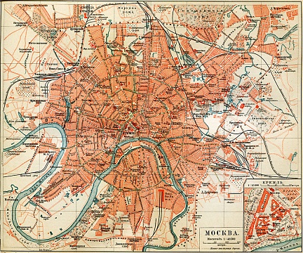 Старая карта Москвы 1900-х годов