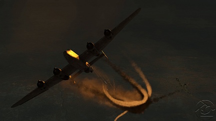 военный самолет ночью