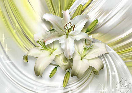 Серебристо-зеленый фон с цветком