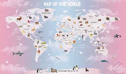 Розоватая карта мира