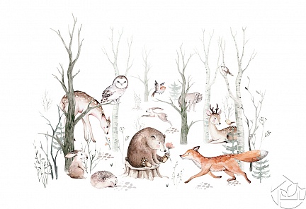 Акварель рисунок лесных животных -5