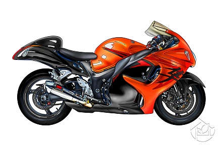 Цветной рисунок мотоцикла Suzuki Hayabusa