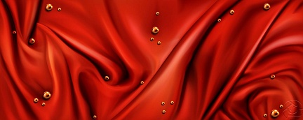 Красная шелковая ткань и капли