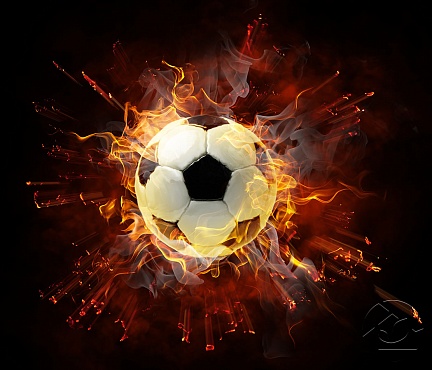 Огненные искры футбольного мяча