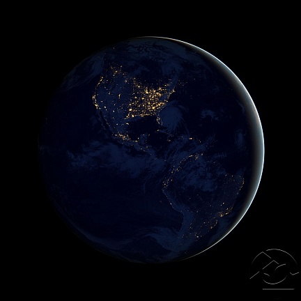 Вид из космоса на ночные огни городов