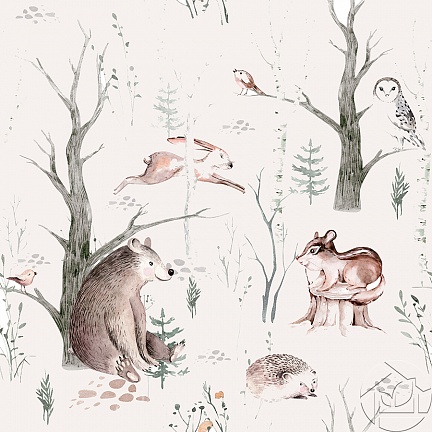 Акварель рисунок лесных животных -1