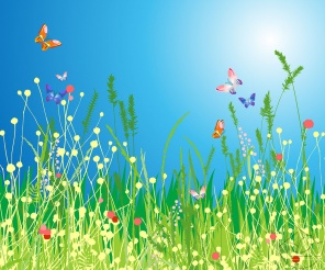 Рисунок трава с цветами