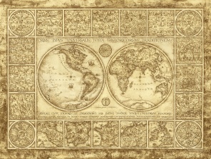 Старинная Универсальная карта с фрагментами истории