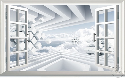 3D абстракция с белыми облаками